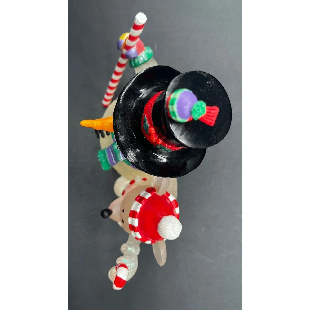 Disney Snowman Mickey Mouse Christmas Figurine Frosted Acrylic Holiday 6.75